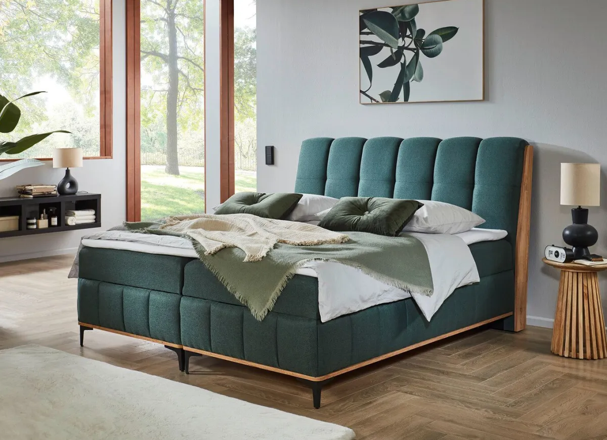 Sale BADER Boxspringbett mit Bettkästen und Kaltschaum-Topper GRÜN
