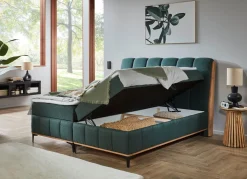 Sale BADER Boxspringbett mit Bettkästen und Kaltschaum-Topper GRÜN