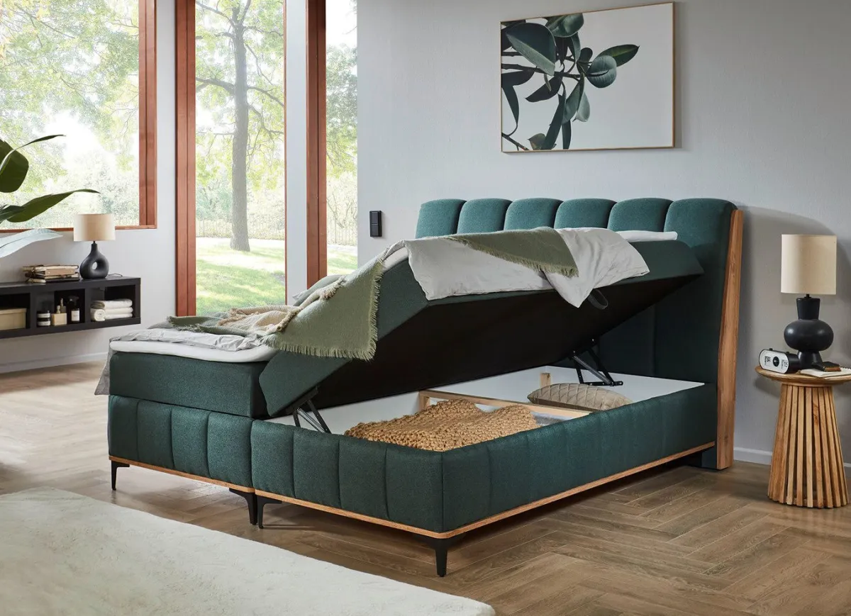 Sale BADER Boxspringbett mit Bettkästen und Kaltschaum-Topper GRÜN