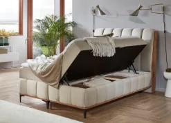 New BADER Boxspringbett mit Bettkästen und Kaltschaum-Topper BEIGE