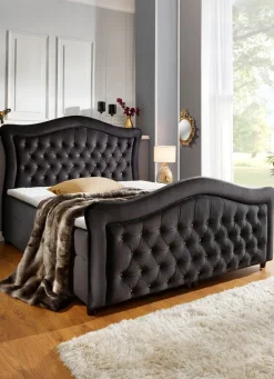 Best BADER Boxspringbett mit gepolsterten Kopf- und Fußteil SCHWARZ