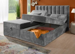 Sale BADER Boxspringbett mit individueller Kopfteilverstellung und Deko-Kissen GRAU