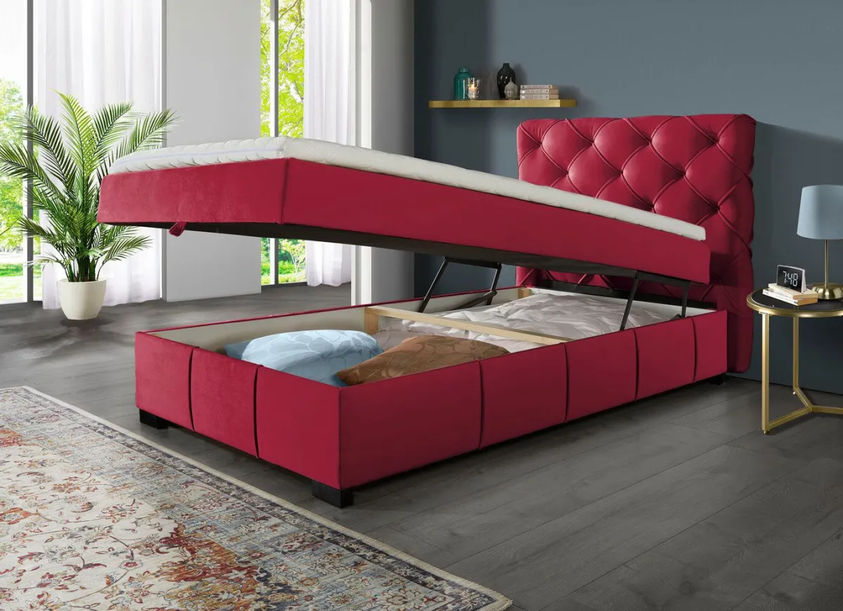 BADER Boxspringbett mit Kaltschaumtopper ROT