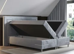 Best BADER Boxspringbett mit LED-Beleuchtung und Topper SILBER