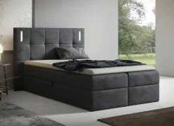 Discount BADER Boxspringbett mit LED-Beleuchtung und Topper ANTHRAZIT