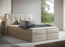 Best BADER Boxspringbett mit LED-Beleuchtung und Topper CREME