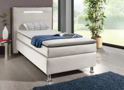 New BADER Boxspringbett mit LED-Beleuchtung WEISS
