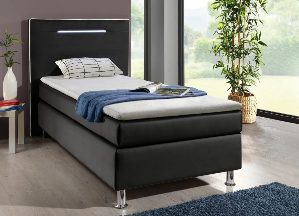 Sale BADER Boxspringbett mit LED-Beleuchtung SCHWARZ