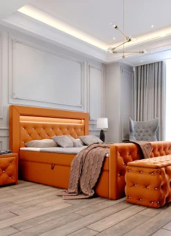 New BADER Boxspringbett mit LED-Beleuchtung und Topper TERRA