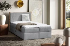 Clearance BADER Boxspringbett mit Rahmen aus Wotaneiche GRAU