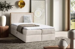 BADER Boxspringbett mit Rahmen aus Wotaneiche CREME