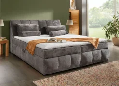 New BADER Boxspringbett mit Stauraum im Kopfteil und Bettkasten GRAFIT
