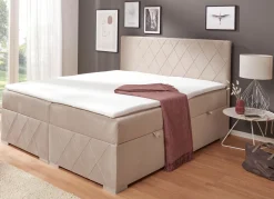 New BADER Boxspringbett mit Topper und Bettkasten CREME