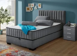 Clearance BADER Boxspringbett mit Wendematratze und Bettkasten ANTHRAZIT