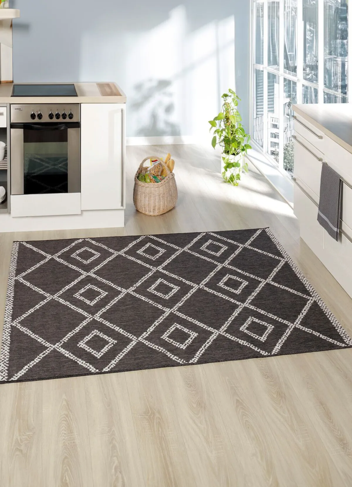 Hot BADER Brücken und Teppiche im natürlichen Sisal-Look ANTHRAZIT-WEISS