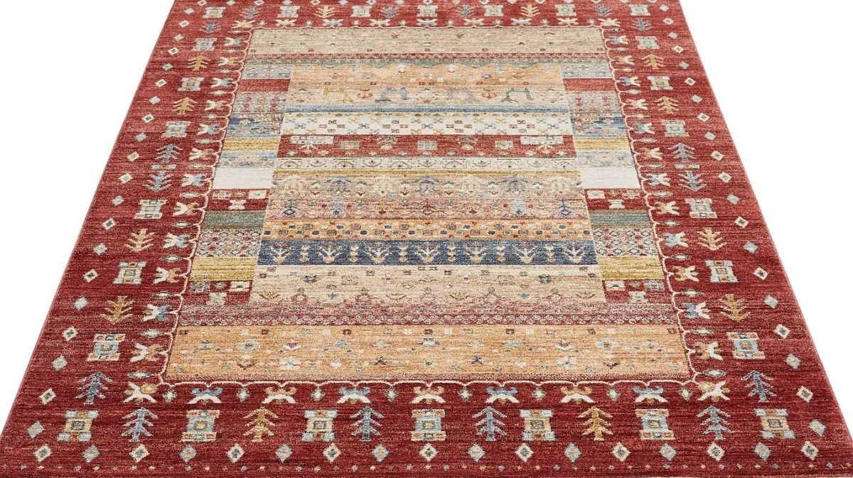 Hot BADER Brücken und Teppiche mit Textil-Rückseite ROT-MULTICOLOR