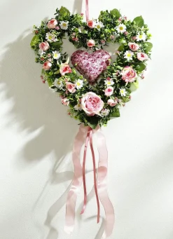 Discount BADER Buchsbaumherz mit farbenen Röschen ROSA