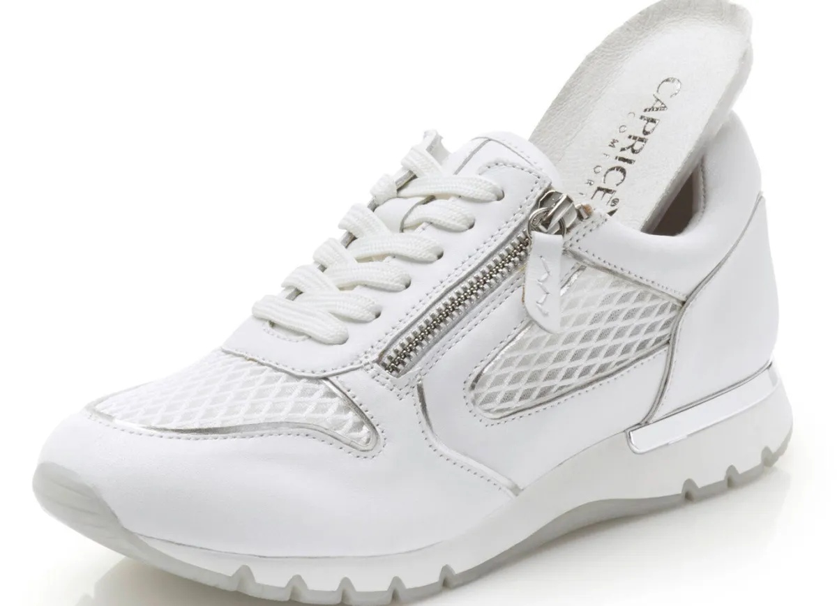 Outlet CAPRICE , schicke Damen-Sneaker, Weite H, mit herausnehmbarem Fußbett WEISS