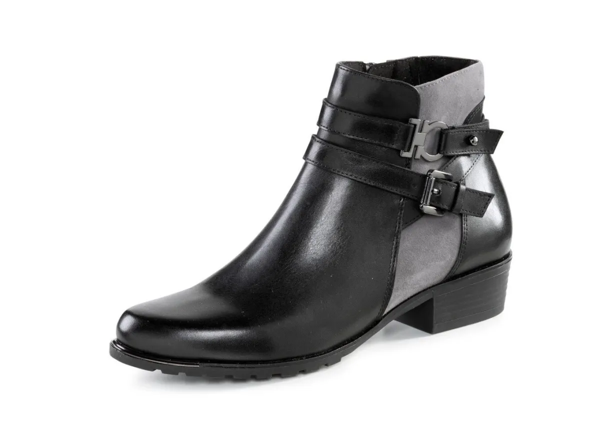 Outlet CAPRICE , schicke Damen-Stiefeletten, Weite G, mit herausnehmbarer Decksohle SCHWARZ-GRAU