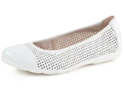 Discount CAPRICE , sommerliche Damen-Ballerinas, Weite G, mit Gummizug WEISS