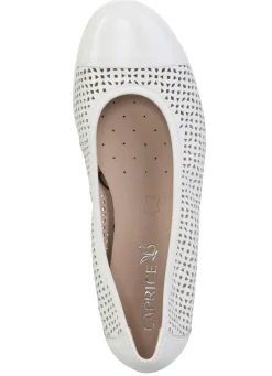Discount CAPRICE , sommerliche Damen-Ballerinas, Weite G, mit Gummizug WEISS