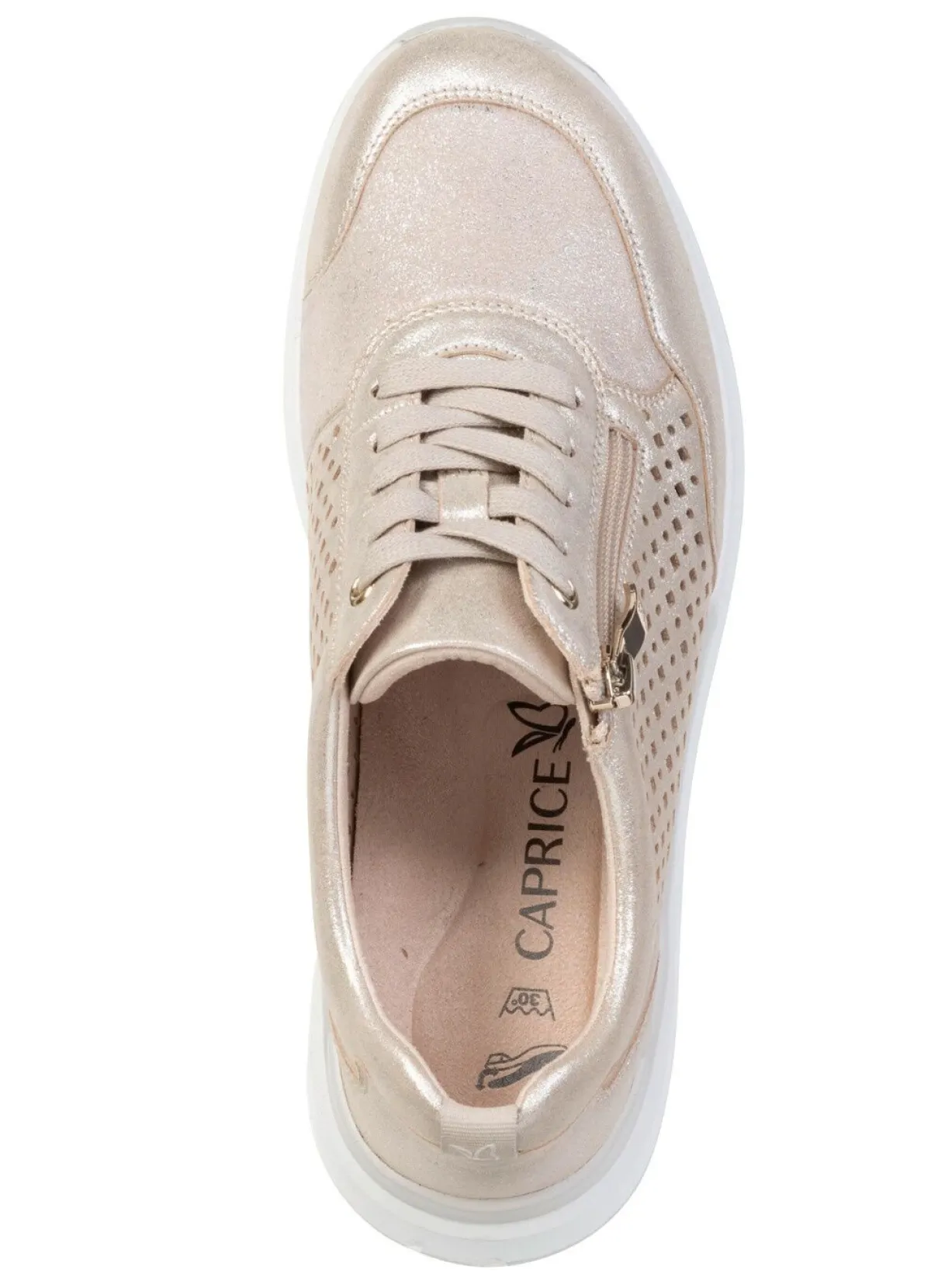 Outlet CAPRICE , sommerliche Damen-Sneaker, Weite K, mit herausnehmbarem Fußbett GOLD
