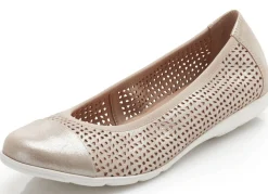 New CAPRICE , sommerliche Damen-Ballerinas, Weite G, mit Gummizug MATTGOLD