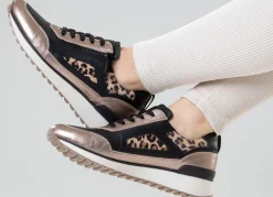 Online CAPRICE , trendige Damen-Sneaker, Weite G, mit herausnehmbarem Lederfußbett SCHWARZ-BRONZE
