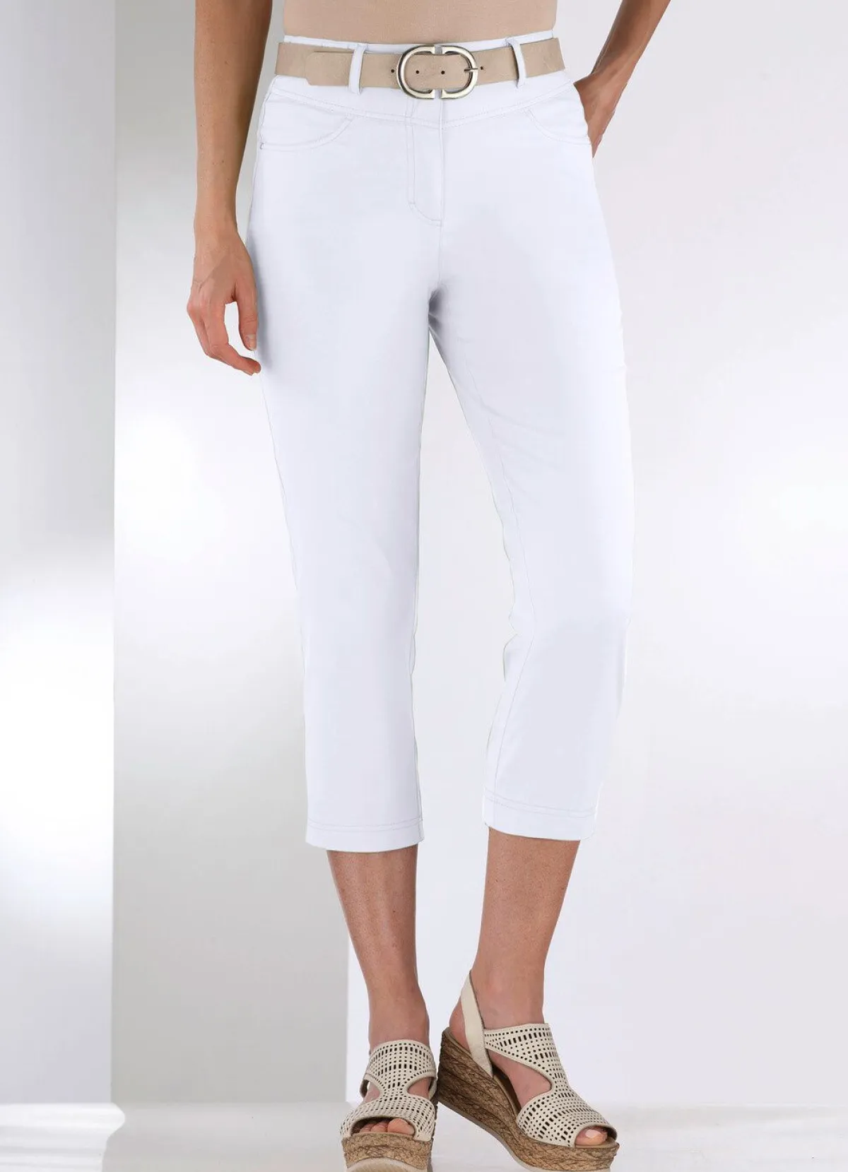 Discount BADER Caprihose in 4-Pocket-Form WEISS