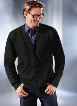 Hot BADER Cardigan mit durchgehender Knopfleiste in 5 Farben SCHWARZ