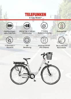 Best TELEFUNKEN City-E-Bike RC667 von WEISS