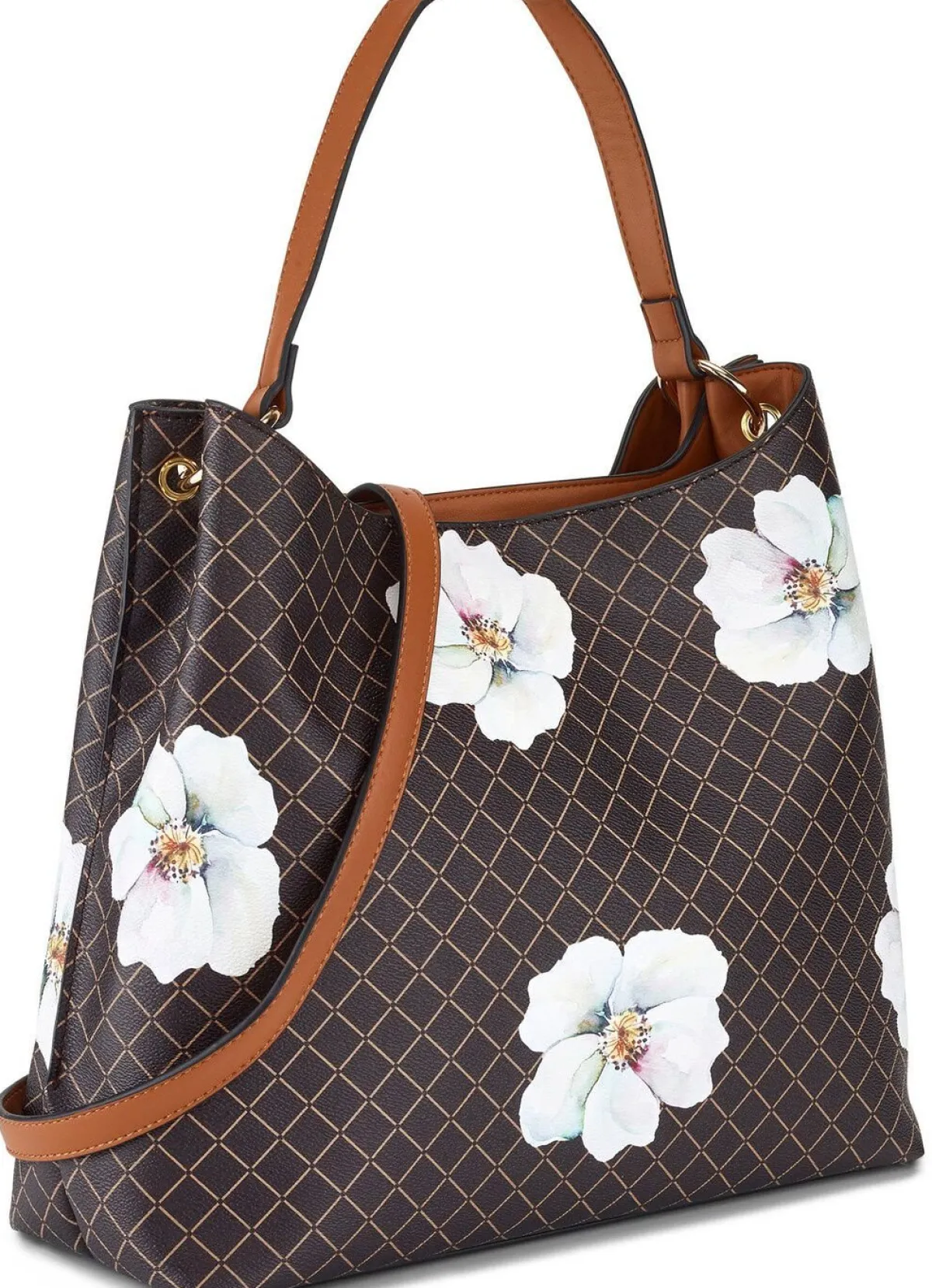 Hot COLLEZIONE Alessandro Tasche mit schickem Blütendruck BRAUN-WEISS
