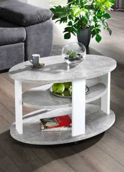 Discount BADER Couchtisch auf Rollen BETON-WEISS