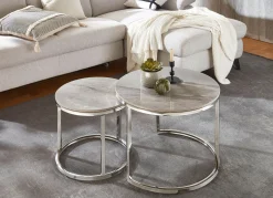 BADER Couchtisch, 2er Set grau-chrom
