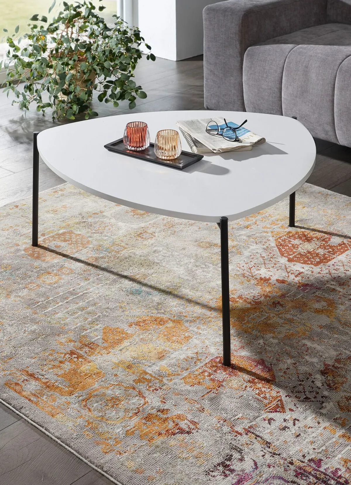 BADER Couchtisch im Loft-Design mit Metallgestell WEISS