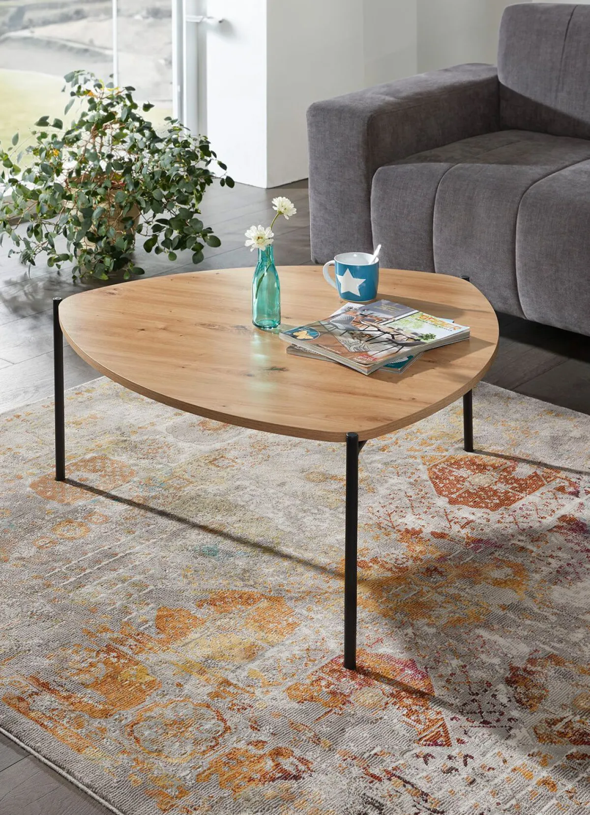 New BADER Couchtisch im Loft-Design mit Metallgestell WILDEICHE