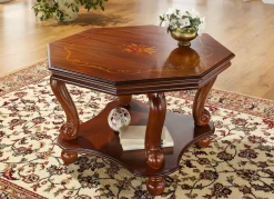 Clearance BADER Couchtisch mit echter Marmor-Einlage NUSSBAUM