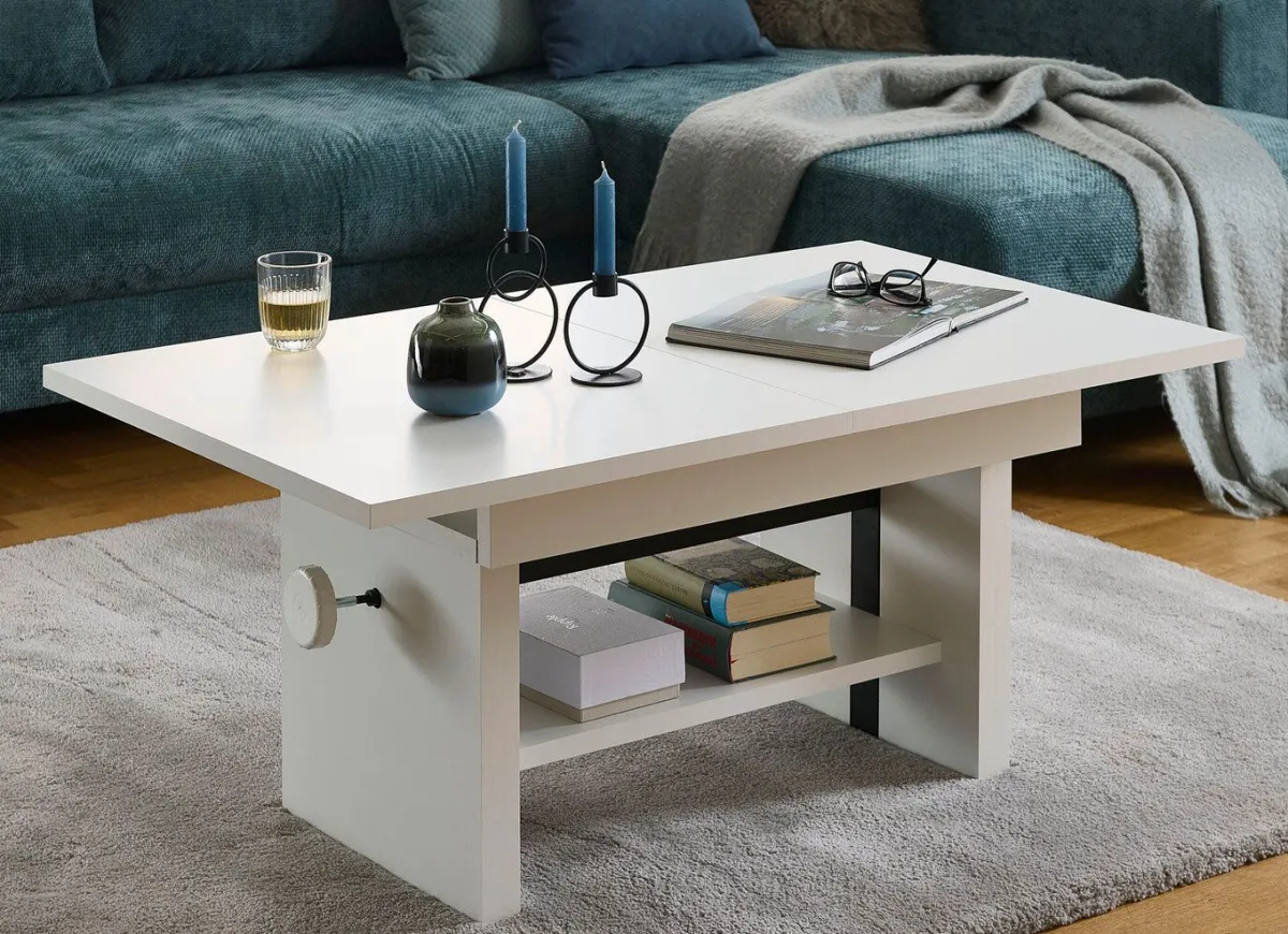 BADER Couchtisch mit Lift-Mechanik WEISS