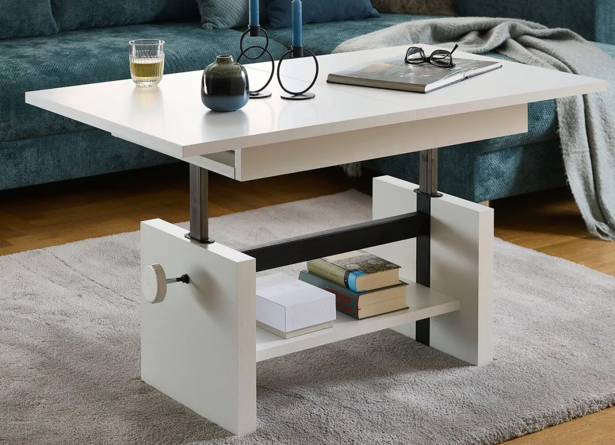 BADER Couchtisch mit Lift-Mechanik WEISS