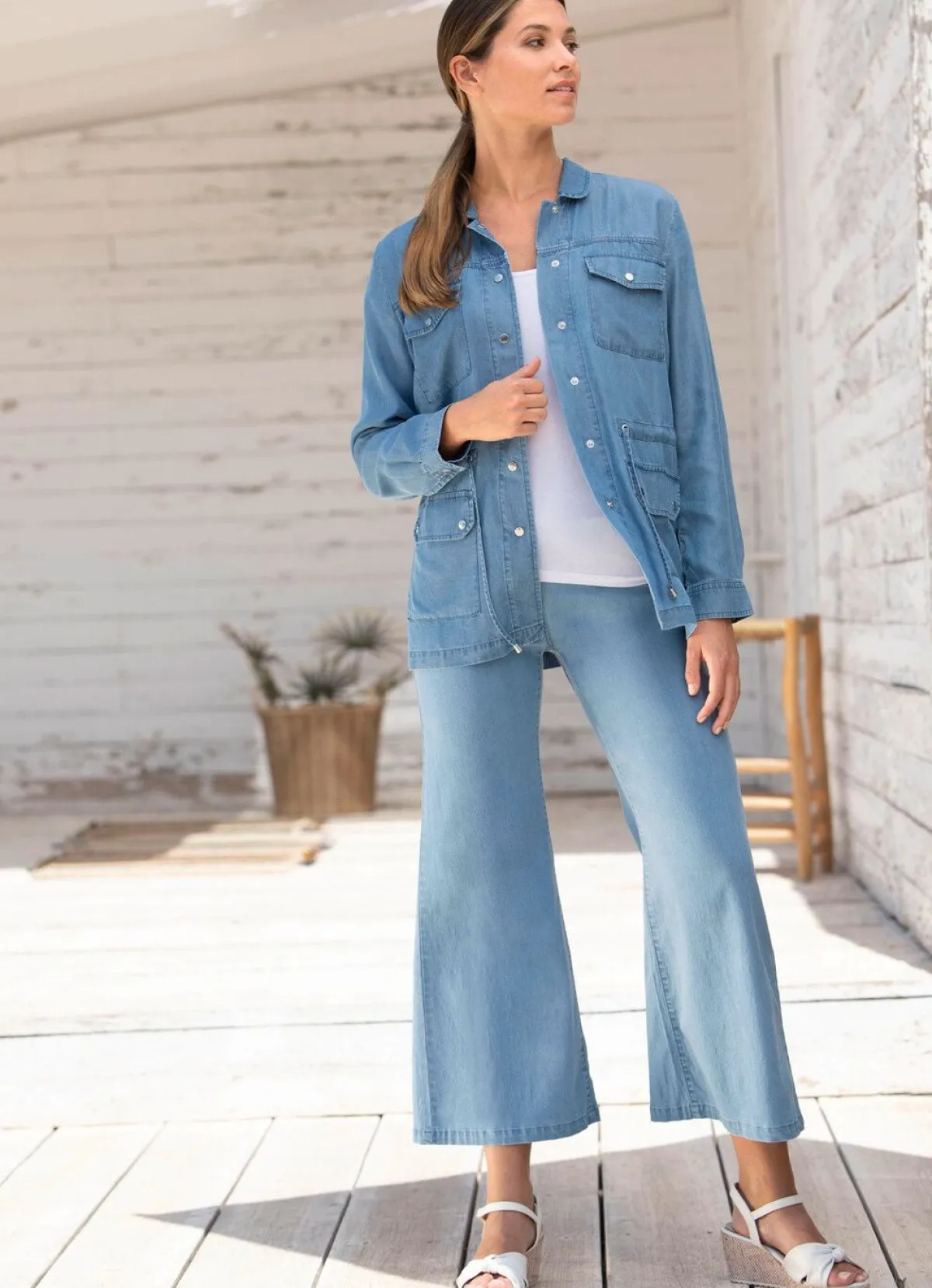 Discount BADER Culotte in 5-Pocket-Form HELLBLAU