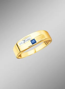 Discount BADER Damenring in Bicolor mit Diamant und echt blauem Safir