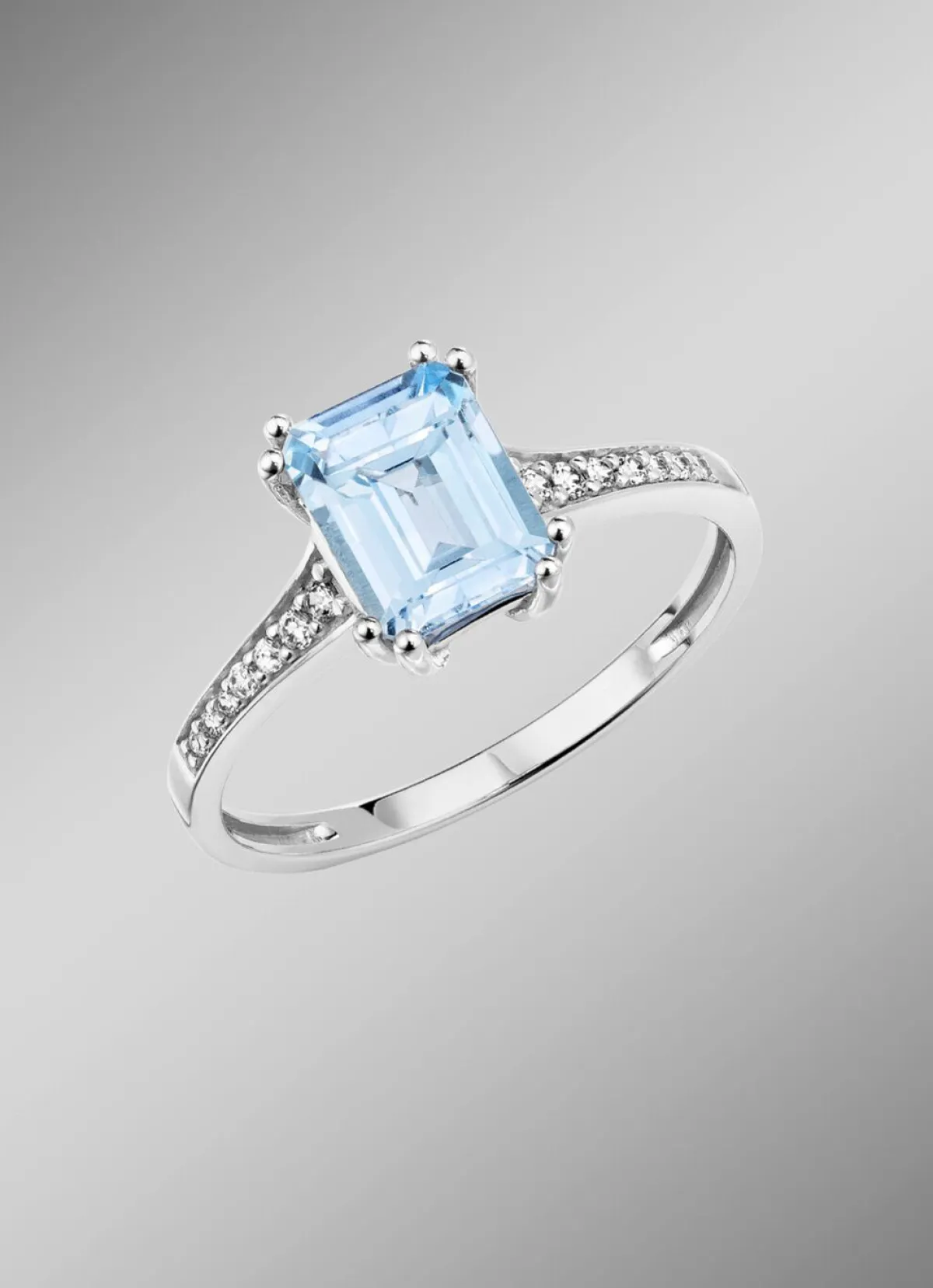 Discount BADER Damenring mit Brillanten und Blautopas