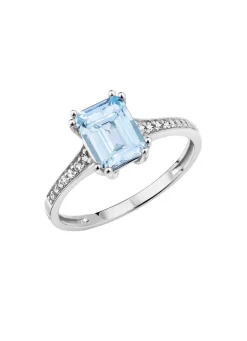 Discount BADER Damenring mit Brillanten und Blautopas