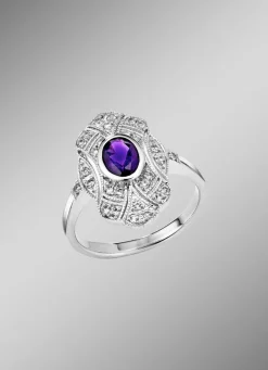 Sale BADER Damenring mit echt Amethyst und echt Weißtopas