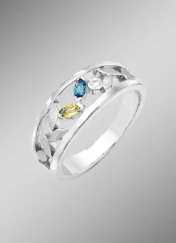 Sale BADER Damenring mit echt Peridot, Blautopas, beh., und synth. Zirkonia