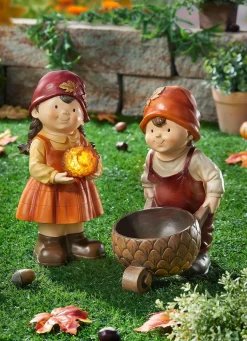 Hot BADER Dekofiguren Herbstkinder Mila + Toni BUNT