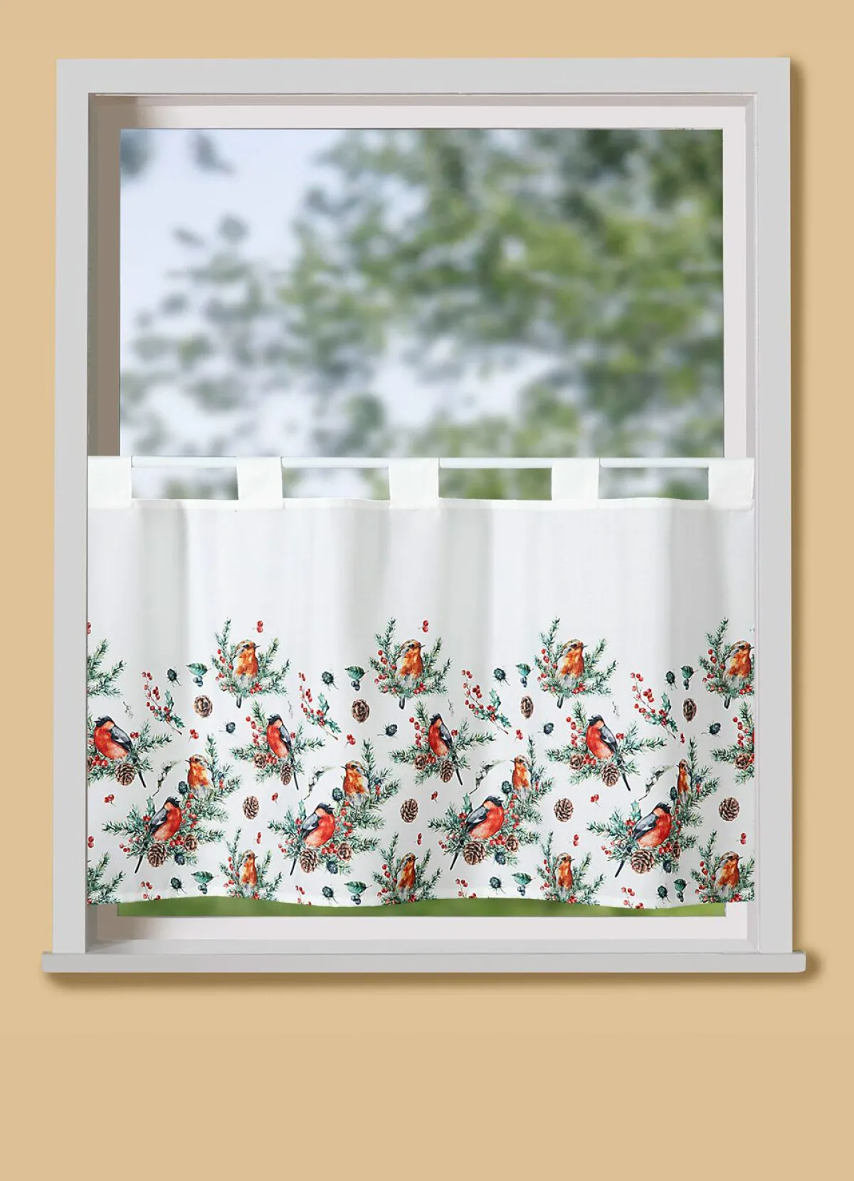 New BADER Digitalbedruckter Kurzstore mit Stangendurchzug ECRU-BUNT
