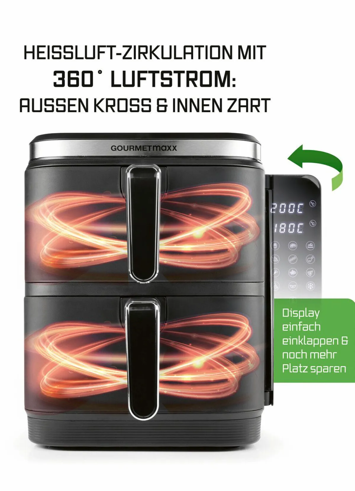 Discount BADER Digitale Doppelkammer-Heißluftfritteuse „FryUP“ GRAU