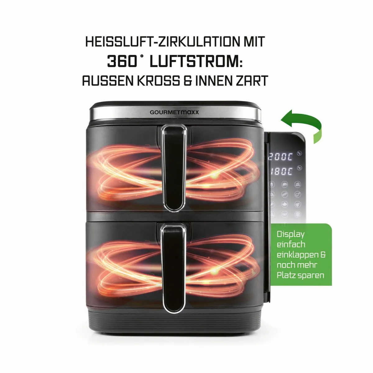 Outlet BADER Digitale Doppelkammer-Heißluftfritteuse „FryUP“ WEISS