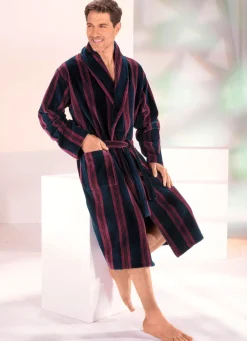 Discount BADER Doubleface-Bademantel mit Schalkragen MARINE-ROT